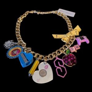 BETSEY JOHNSON Back to School Multiple School Supplies Charms Necklace NEW NWT